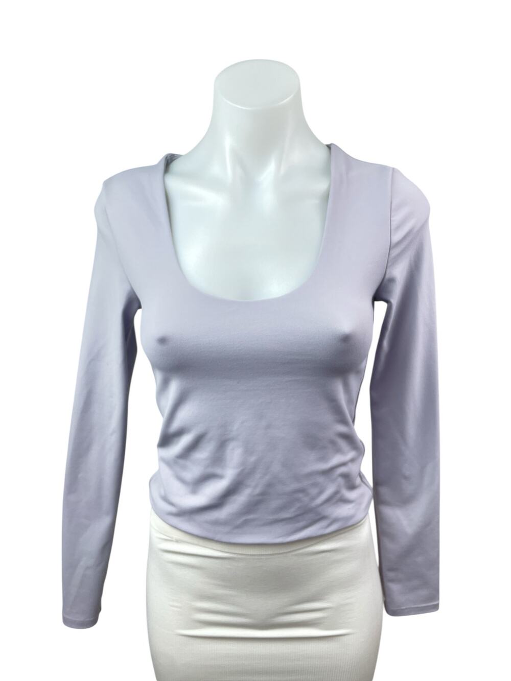 Princess Polly Purple Lilac Scoop Neck Long Sleeve T Shirt Tee Crop Top Size 4